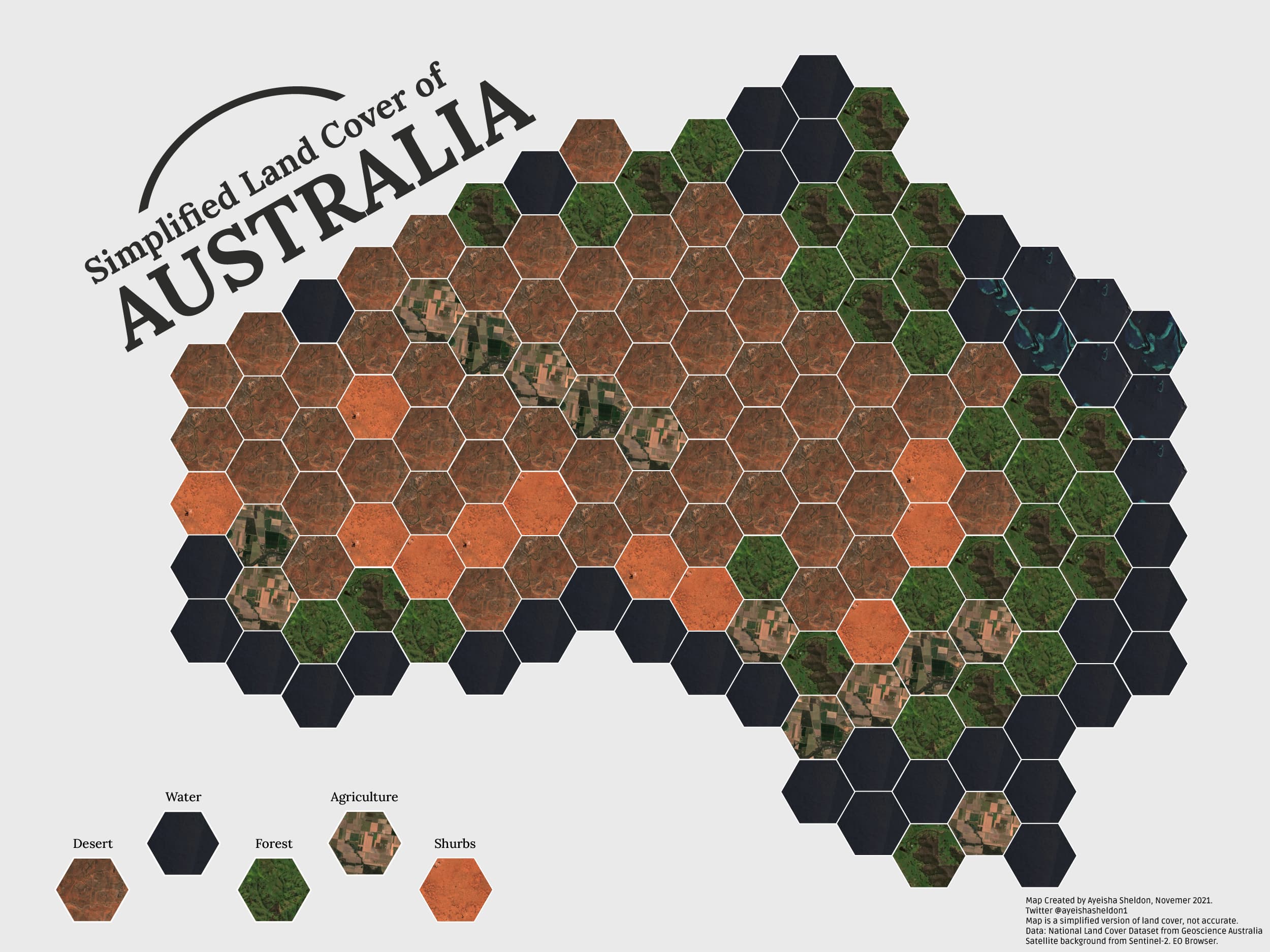 Australia land cover Catan style