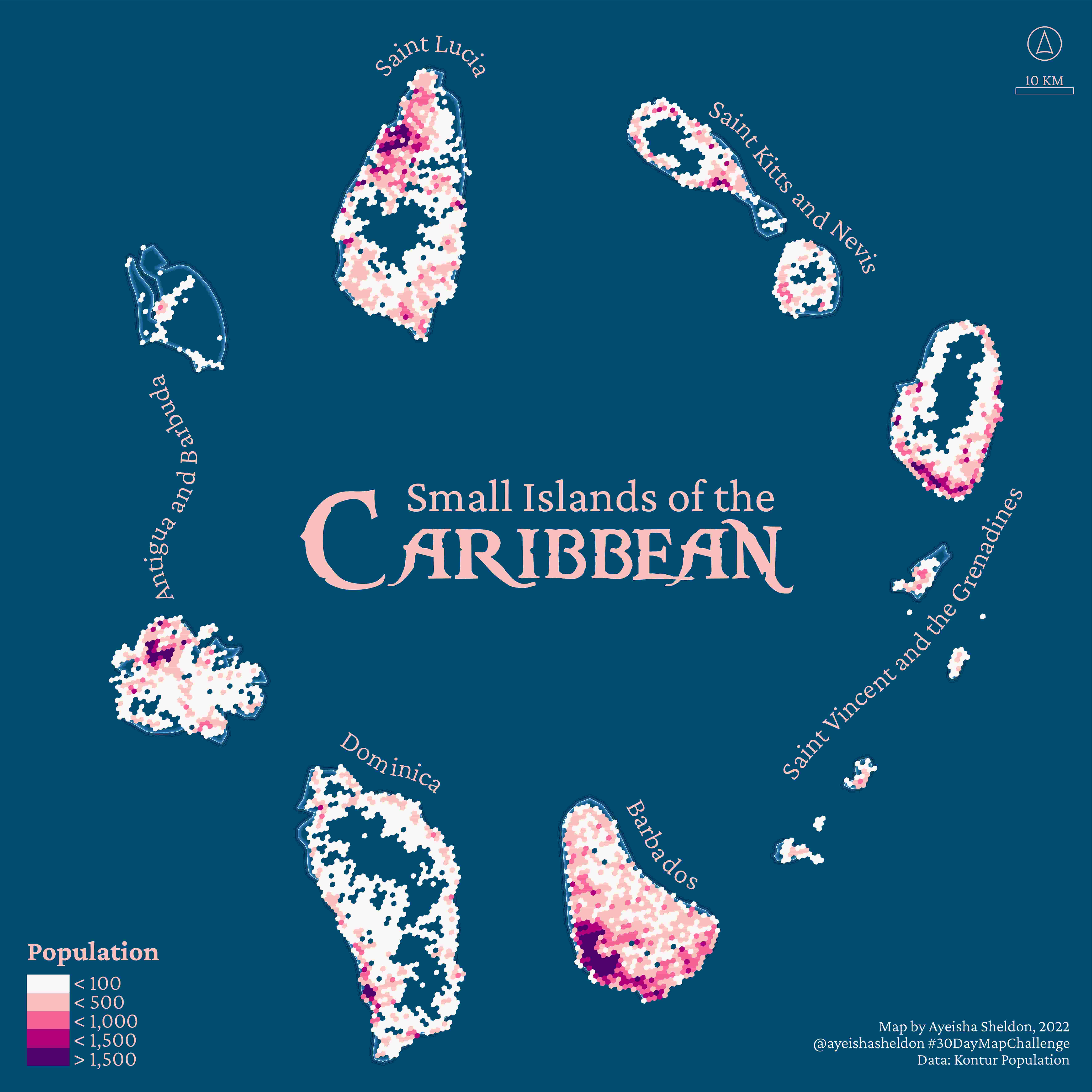 Caribbean small islands map