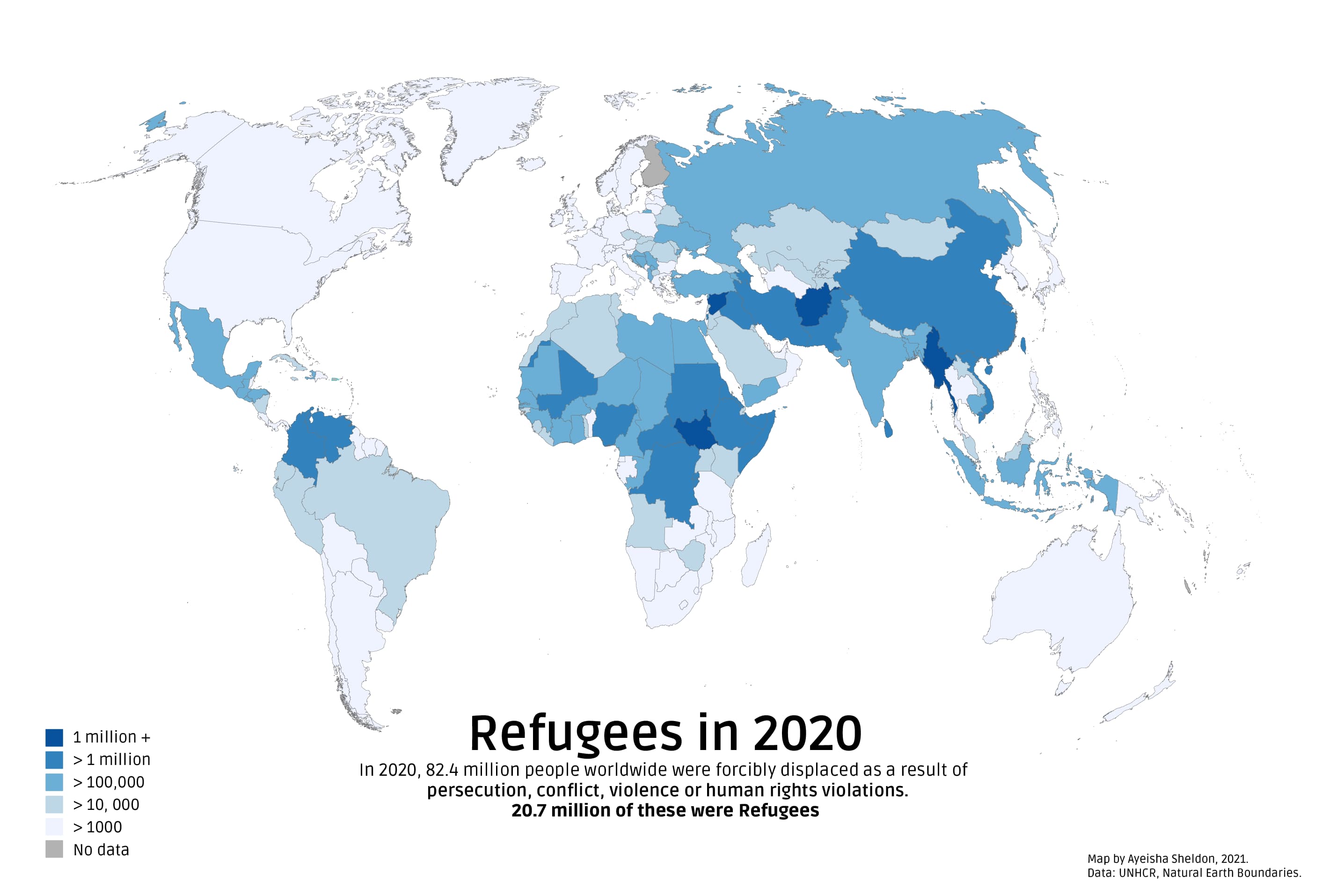 Refugee country of origin map