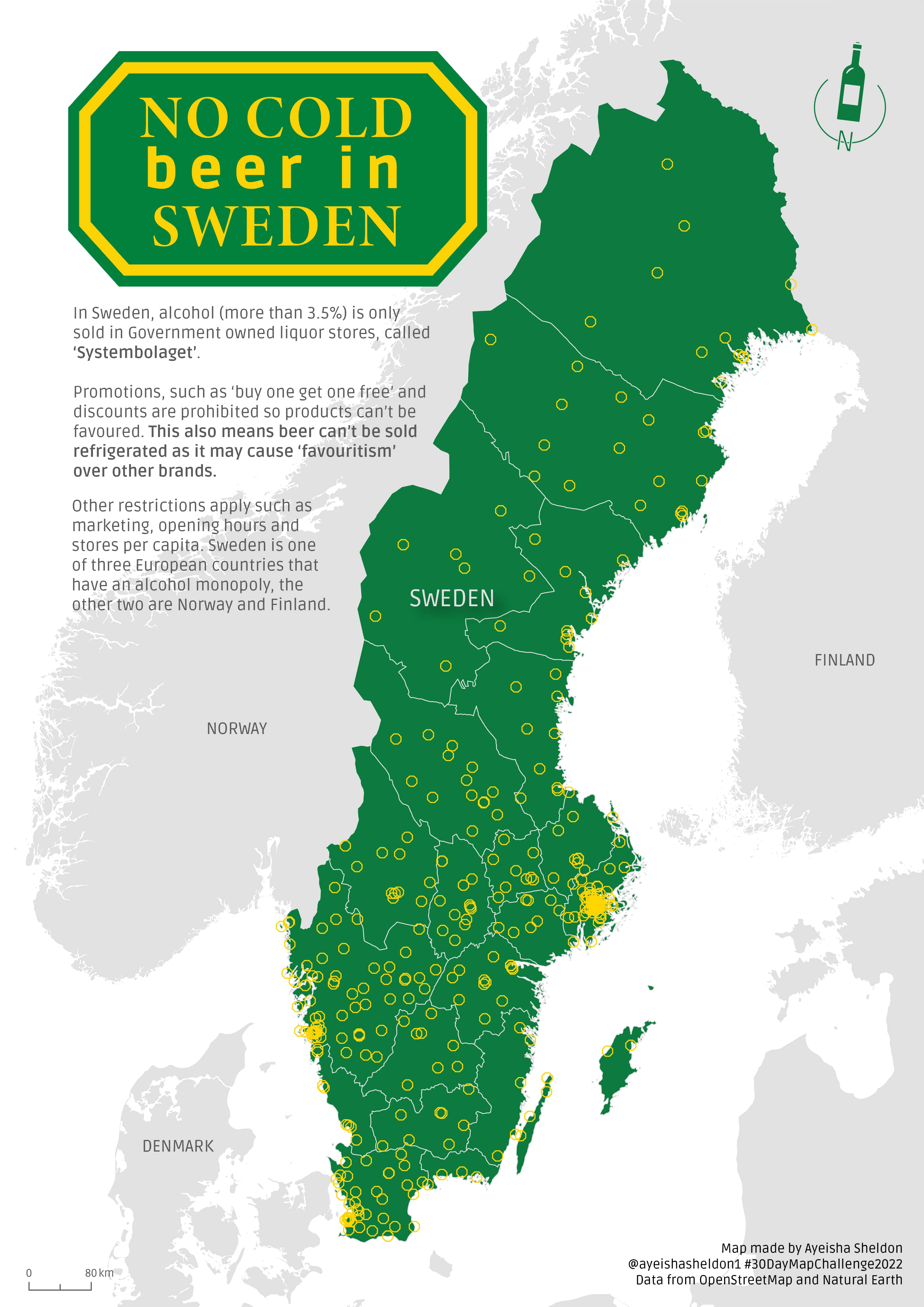 Sweden alcohol shop locations map