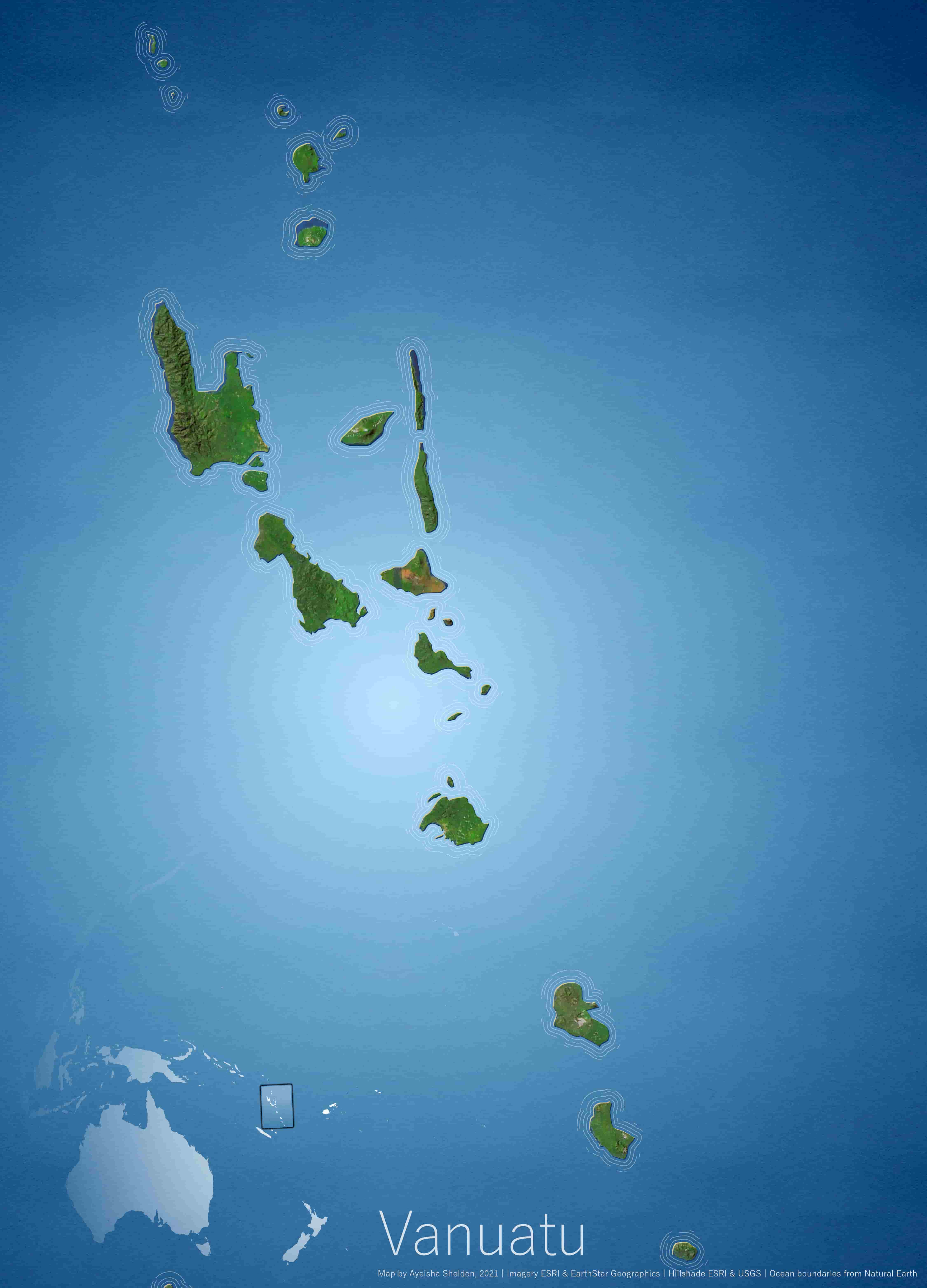 Vanuatu islands map