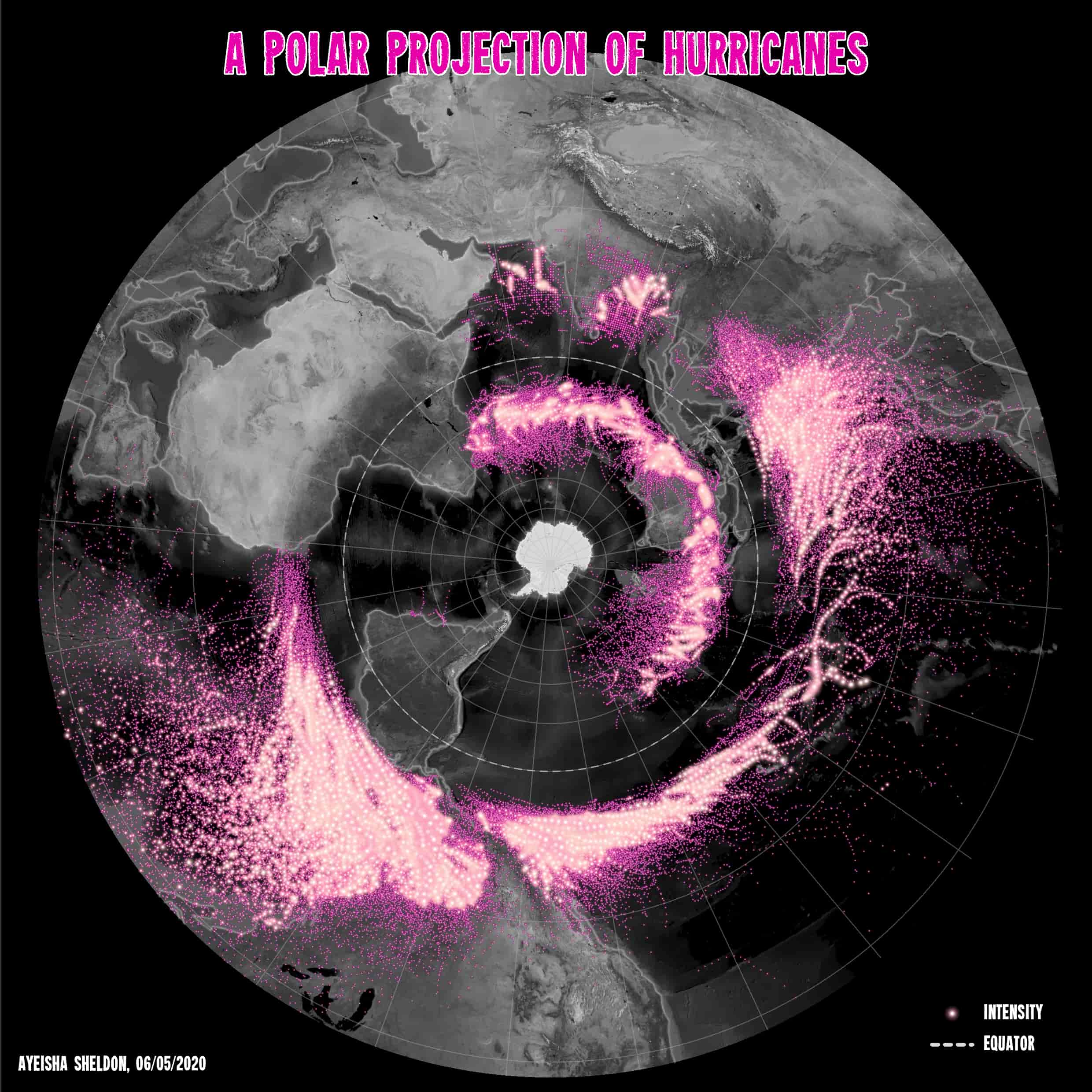 Polar Projection of Hurricanes